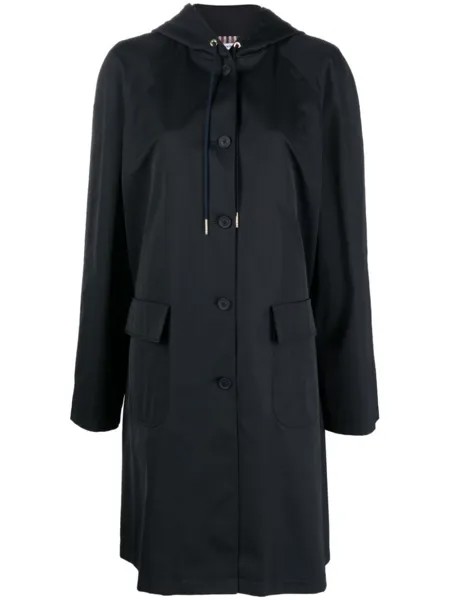 Однобортная парка с капюшоном Thom Browne, синий