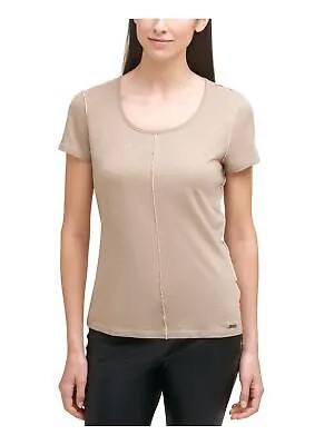 Женская бежевая футболка с коротким рукавом и круглым вырезом DKNY S