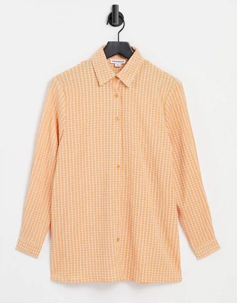 Коралловая oversized-рубашка в клетку Urban Threads-Многоцветный