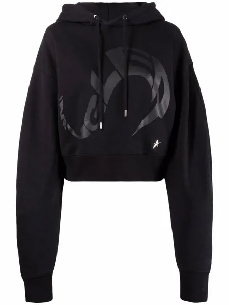 Mugler swirly logo-print cropped hoodie