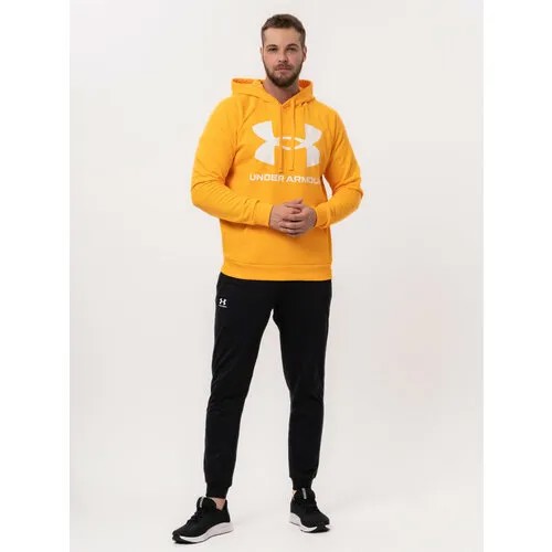 Худи спортивное Under Armour Rival Fleece Big Logo Hoodie, размер S, , оранжевый/белый
