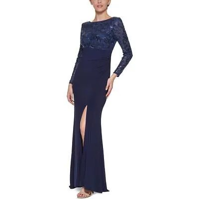 Женское темно-синее длинное вечернее платье с пайетками Vince Camuto Petites 2P BHFO 1305