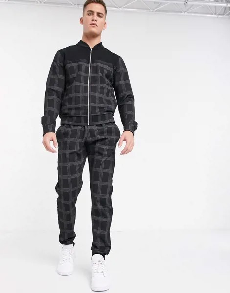 Черный бомбер от комплекта в клетку River Island