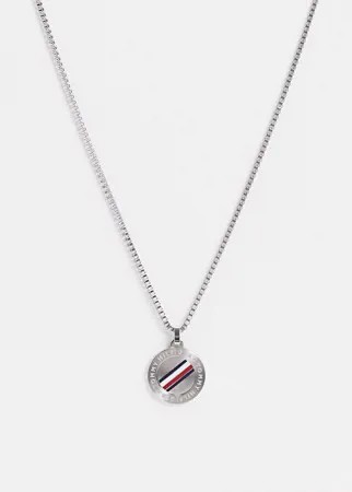 Серебристое ожерелье с круглым армейским жетоном Tommy Hilfiger-Серебряный
