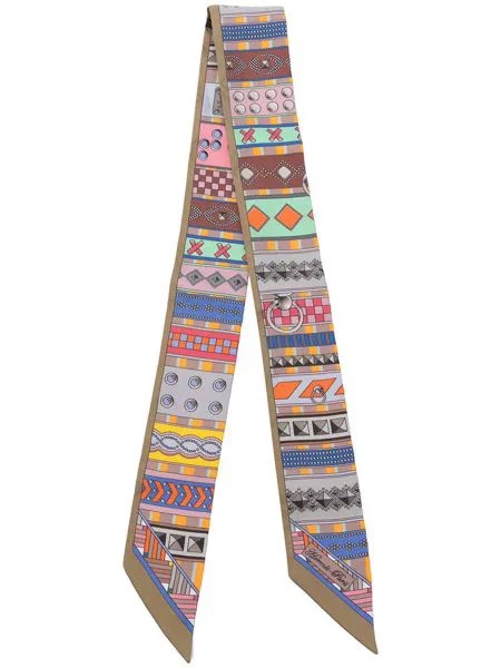 Hermès узкий платок 2000-х годов с графичным принтом