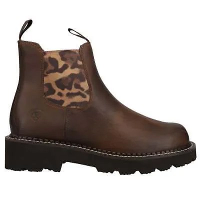 Женские коричневые повседневные ботинки Ariat Fatbaby Twin Gore Leopard Chelsea 10042418