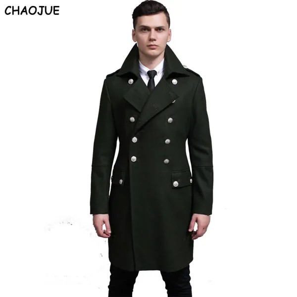 Дизайнерские мужские пальто и куртки CHAOJUE, зеленое шерстяное пальто большого размера для мужчин, немецкое армейское темно-синее полупальто,...