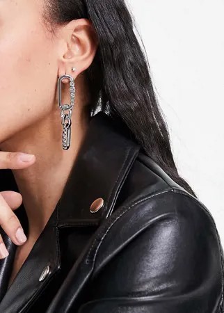 Серебристые серьги-подвески со стразами ASOS DESIGN-Серебристый