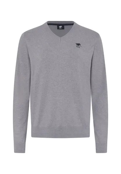 Пуловер с полосками и вышивкой логотипа POLO SYLT, цвет Neutral Gray Melange