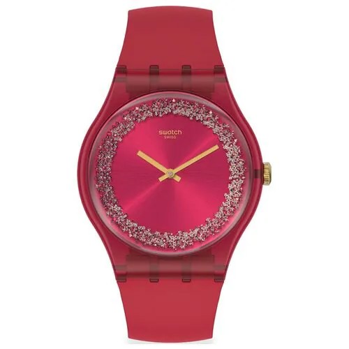 Наручные часы swatch, красный, розовый