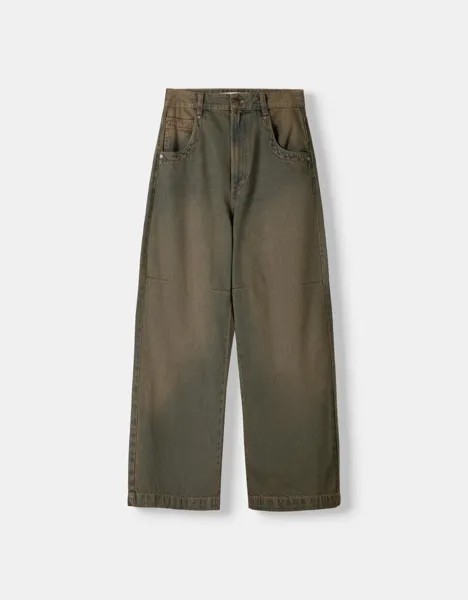Мешковатые джинсы Bershka, зеленый