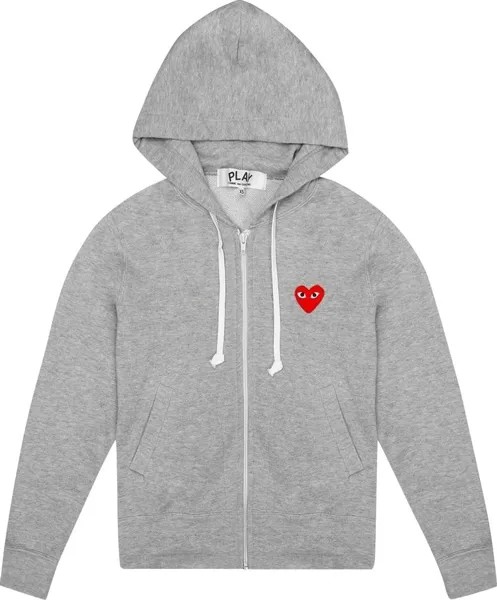 Худи Comme des Garçons Play Zip Up Hoodie With Red Heart 'Grey', серый