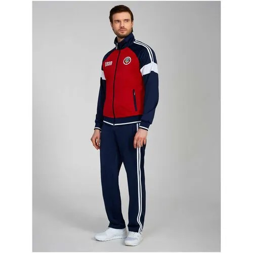 Костюм Addic, олимпийка и брюки, силуэт прямой, карманы, подкладка, размер 46, красный