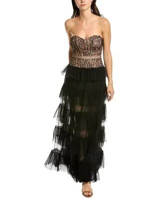 Bcbgmaxazria Кружевное вечернее платье макси женское черное 16