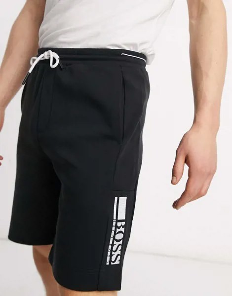 Черные шорты из джерси BOSS Athleisure Headlo 1-Черный цвет