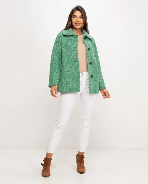 Женское пальто с большим рубашечным воротником Fsh, зеленый