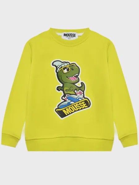 Свитшот с принтом динозавр на сноуборде, желтый Mousse kids