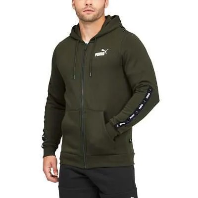 Puma Ess+ Tape Full Zip Hoodie Mens Green Повседневная верхняя одежда 67027070