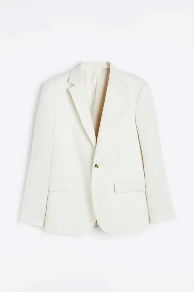 Пиджак H&M Regular Fit Linen Jacket, светло-бежевый