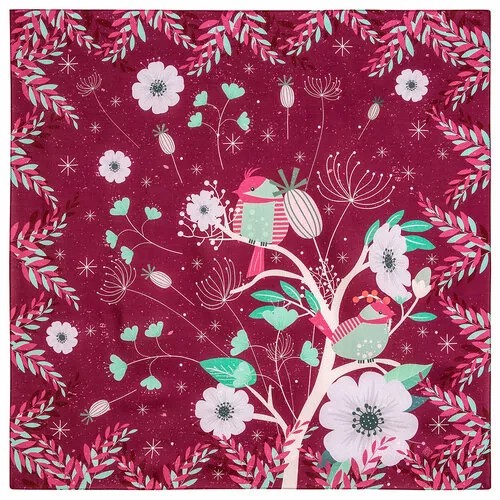 Платок Павловопосадская платочная мануфактура,80х80 см, розовый, бирюзовый