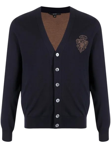Gucci кардиган с V-образным вырезом и вышивкой, синий