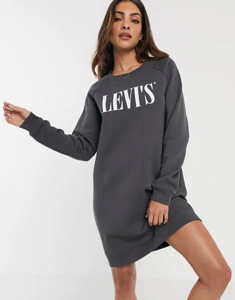 Платье-свитшот с логотипом Levi's-Черный