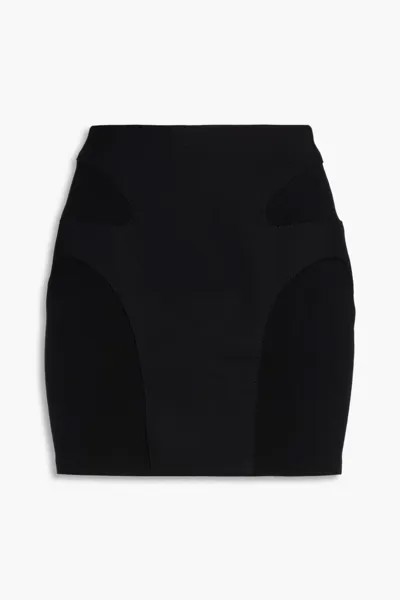 Мини-юбка из смесового хлопка со вставками из джерси в рубчик Dion Lee, черный