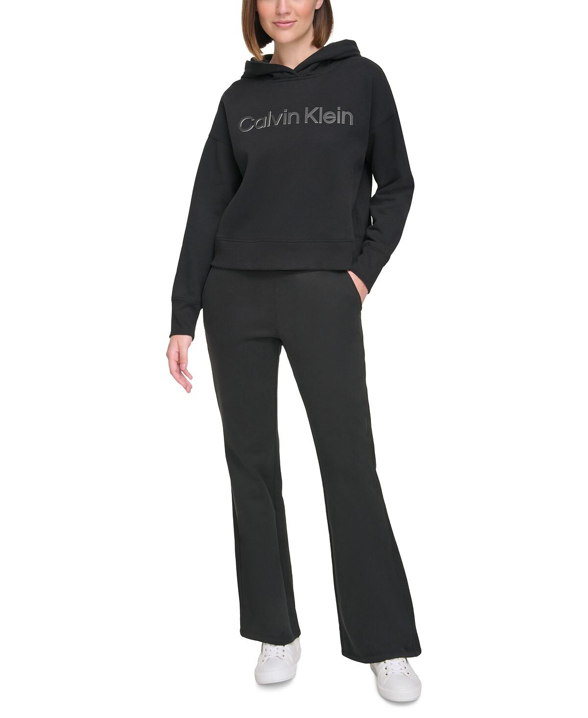 Женская худи с заниженными плечами и логотипом Calvin Klein