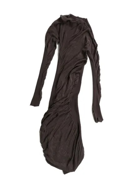 Issey Miyake платье из хлопковой смеси с драпировкой, коричневый