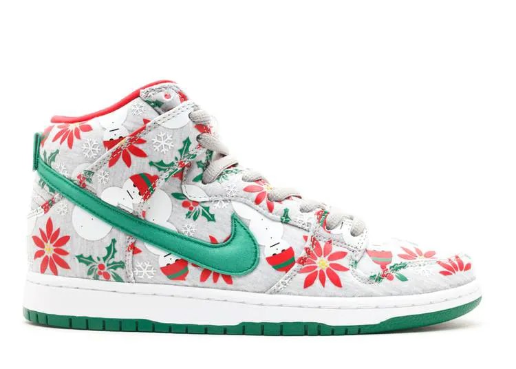 Кроссовки Nike CONCEPTS X DUNK HIGH PREMIUM SB 'UGLY CHRISTMAS SWEATER', серый