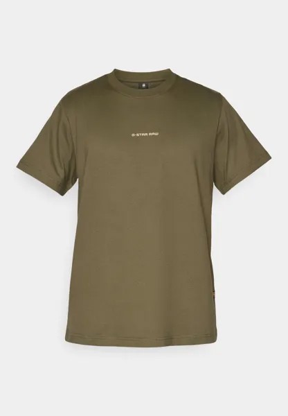 Базовая футболка G-Star, тень оливкового цвета Center Chest Logo Loose