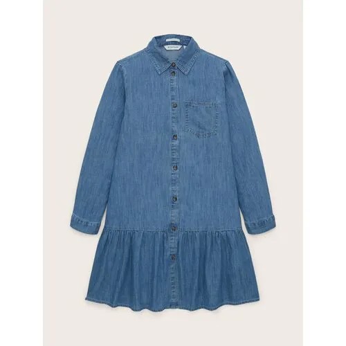 Платье-рубашка Tom Tailor, деним, хлопок, размер 158, синий