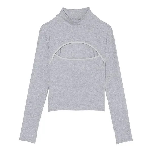 Топ Victoria's Secret Cotton Cutout Long Sleeve, серый