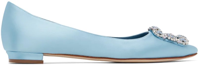 Синие балетки Hangisi Flat Manolo Blahnik, цвет Light blue