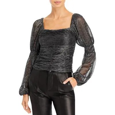 Женский пуловер с металлизированной сеткой Line - Dot Olivia, черный сетчатый топ, блузка XS BHFO 4670