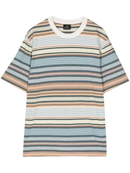 Футболка PS Paul Smith из органического хлопка в несколько полосок, синяя