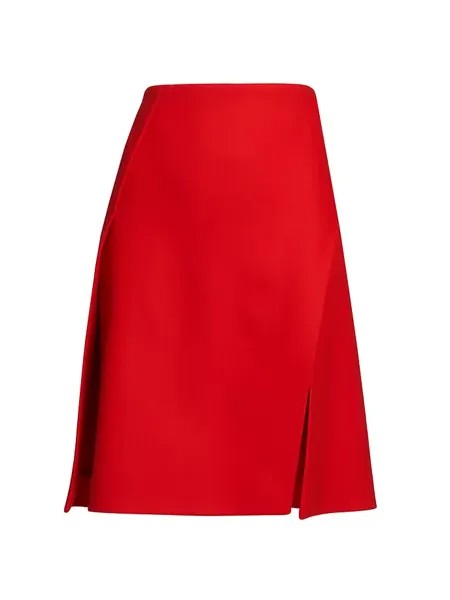 Шерстяная юбка длиной до колена с перекрестным узором Stella Mccartney, красный