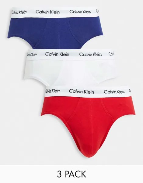 Набор из трех трусов-хипстеров Calvin Klein с логотипом на поясе