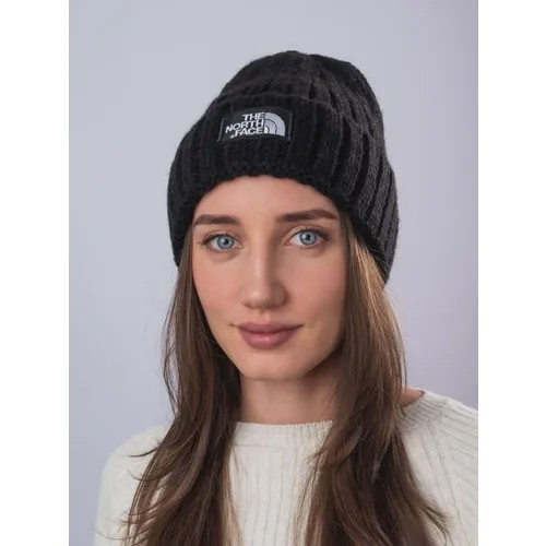 Шапка бини The North Face зимняя, шерсть, вязаная, размер 50/58, черный
