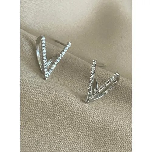 Серьги пусеты XUPING JEWELRY, циркон, серебряный