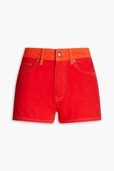Двухцветные джинсовые шорты GANNI, красный