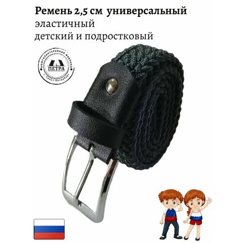 Ремень Петра, текстиль, металл, стрейч, размер 70, длина 70 см., серый
