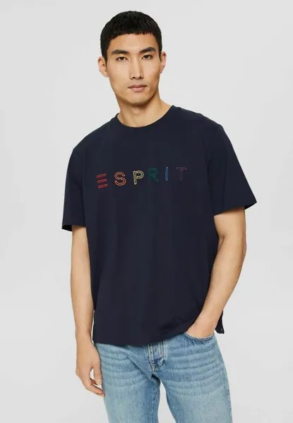 Футболка с принтом Esprit, темно-синий меланж