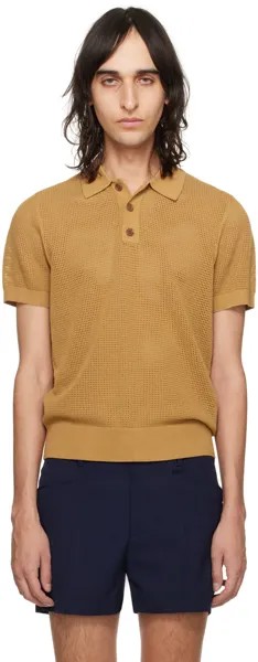 Светло-коричневая рубашка-поло с раздвинутым воротником Dries Van Noten