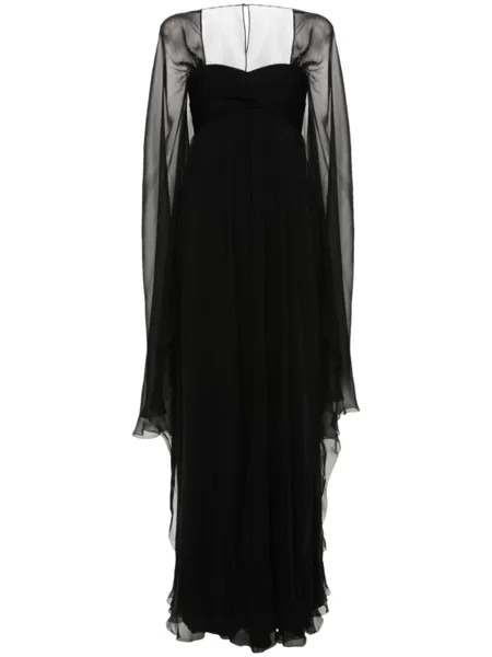 Alberta Ferretti шифоновое платье с кейпом, черный
