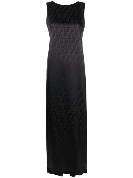 FENDI жаккардовое платье макси из шелка, черный