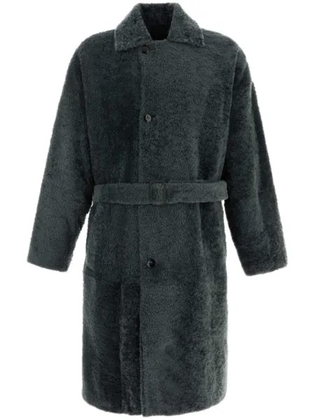 Giorgio Armani дубленка с поясом на талии, зеленый