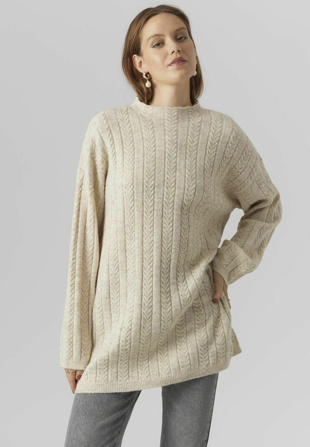 Свитшот Vero Moda ELLINOR LS O-NECK LONG GA, цвет birch