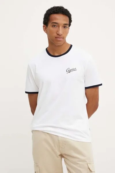 Хлопковая футболка Guess Jeans, белый