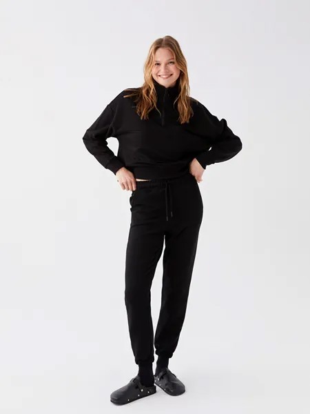 Женские однотонные спортивные штаны с эластичной резинкой на талии LCW Casual, черный